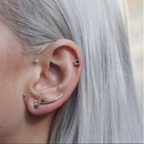 Square Black Diamond Earrings (Pair)