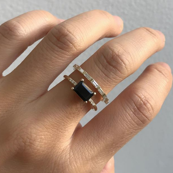 East West Onyx Equilibrium Ring