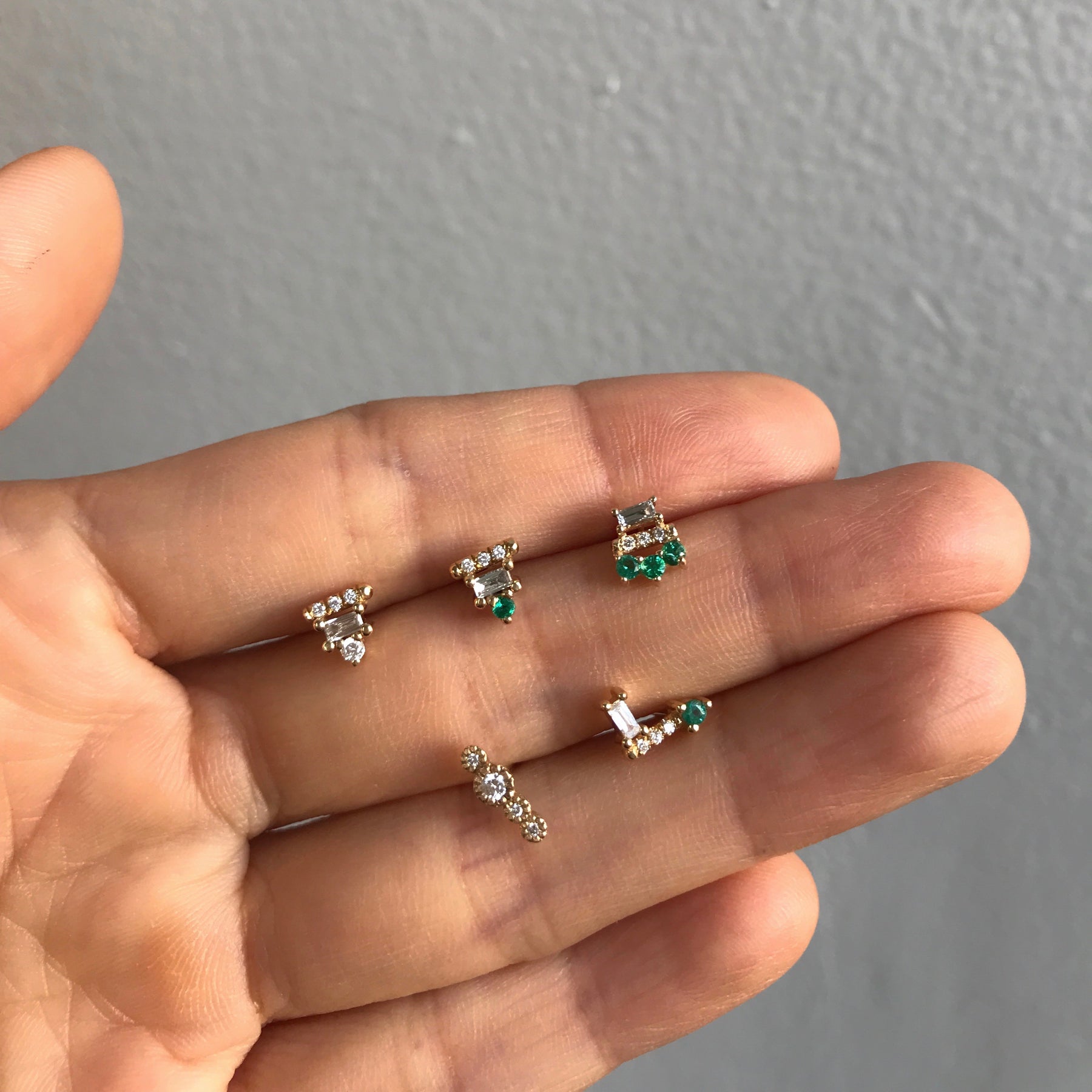 Baguette Emerald Lace Stud (Single)