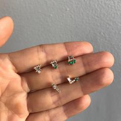 Emerald Baguette Bar Stud (Single)