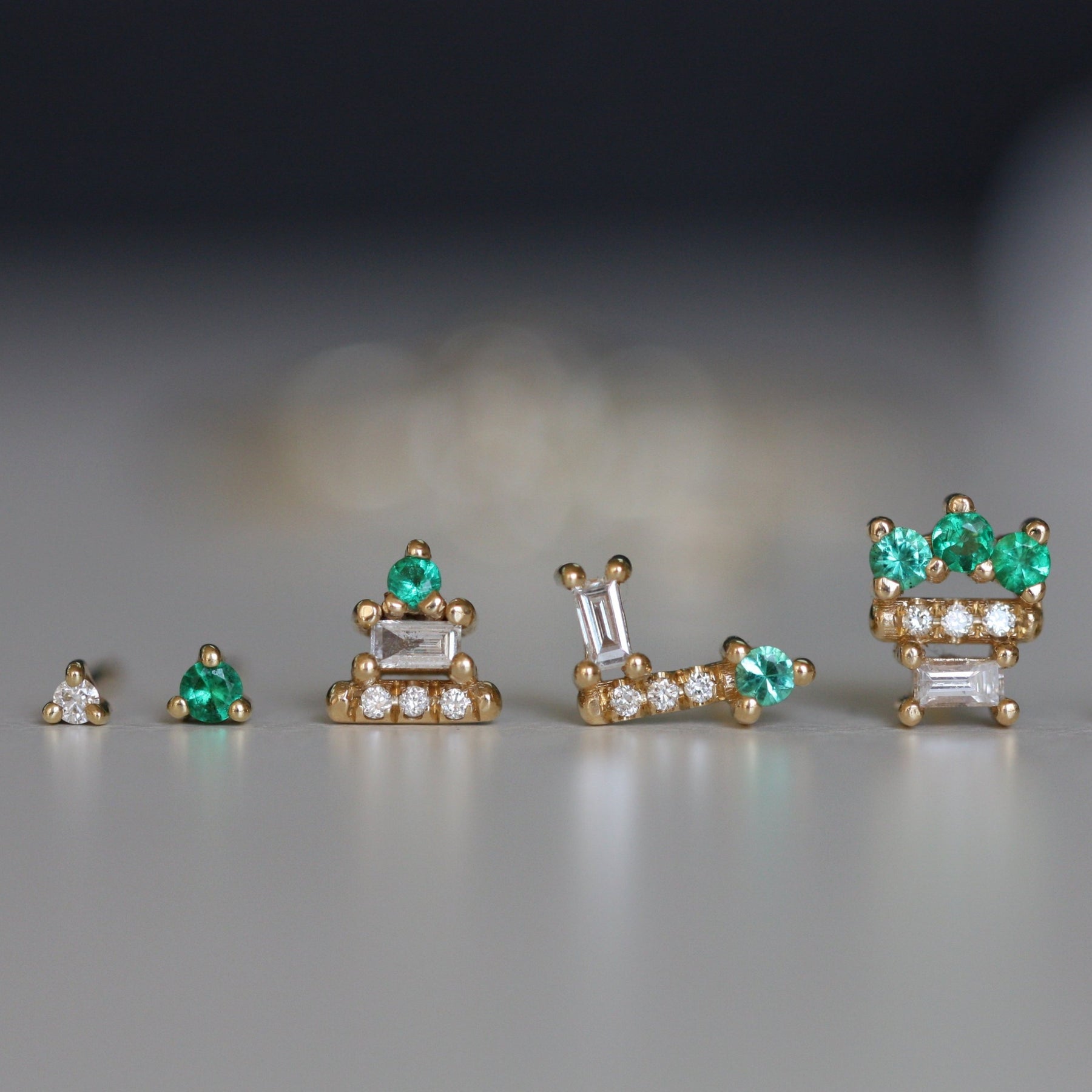 Emerald Baguette Bar Stud (Single)