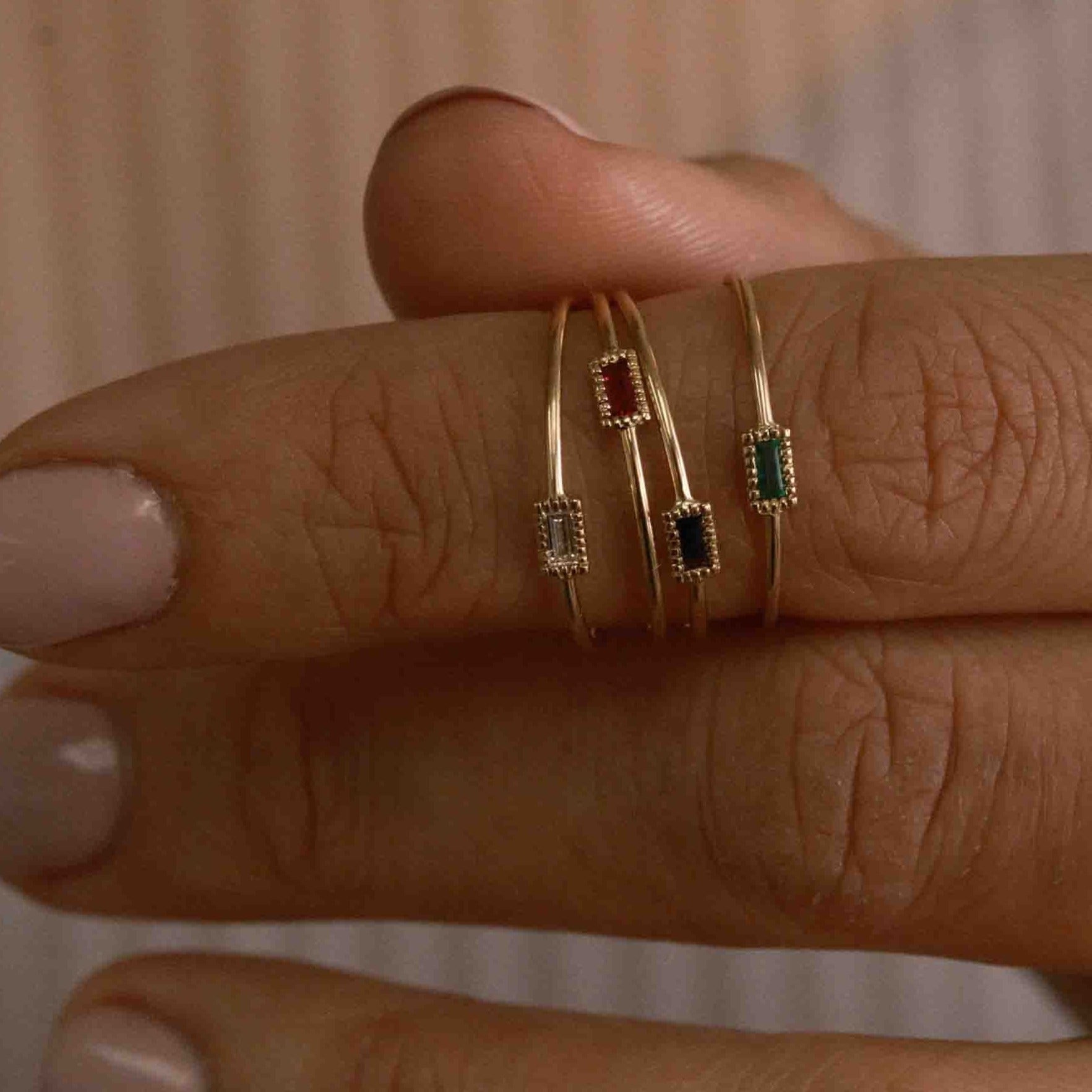 baguette moondrop ring