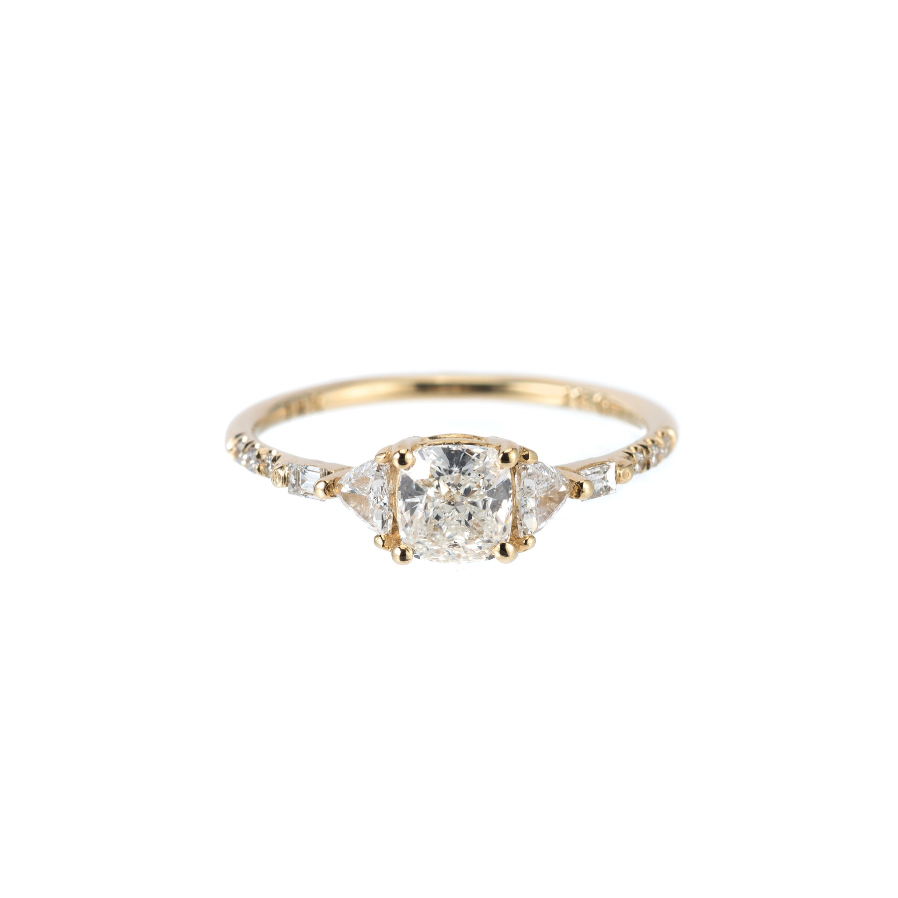 CUSHION TRILLION BAGUETTE EQUILIBRIUM RING