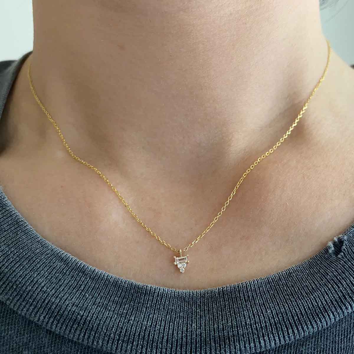 diamond baguette cluster necklace