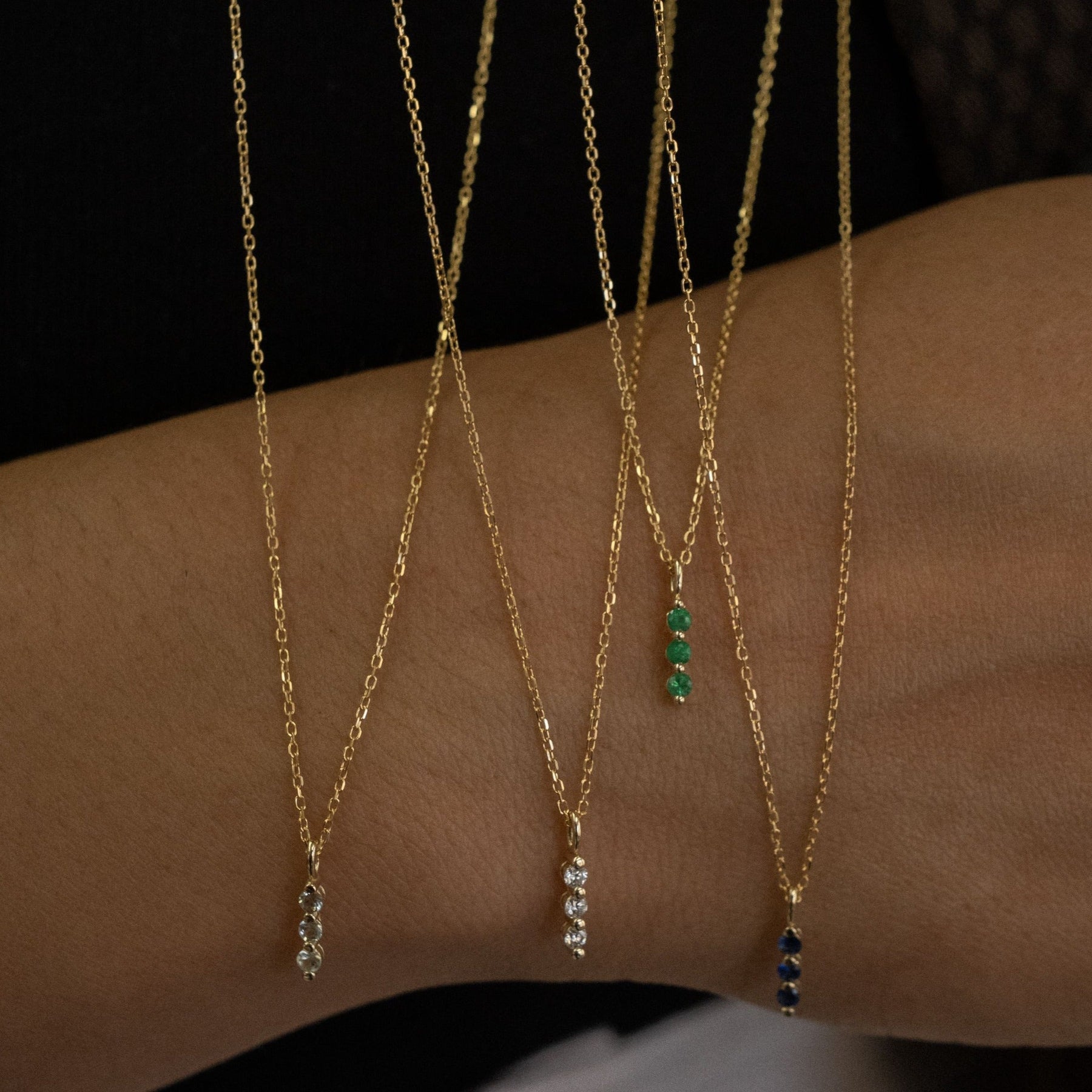 Emerald Stack Necklace (ready to ship option)*