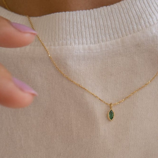 Marquise Emerald Wisp Necklace