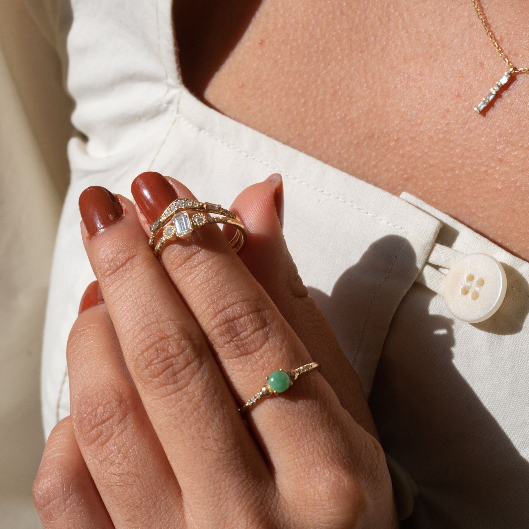 EMERALD CUT DIAMOND NOCTURNE RING