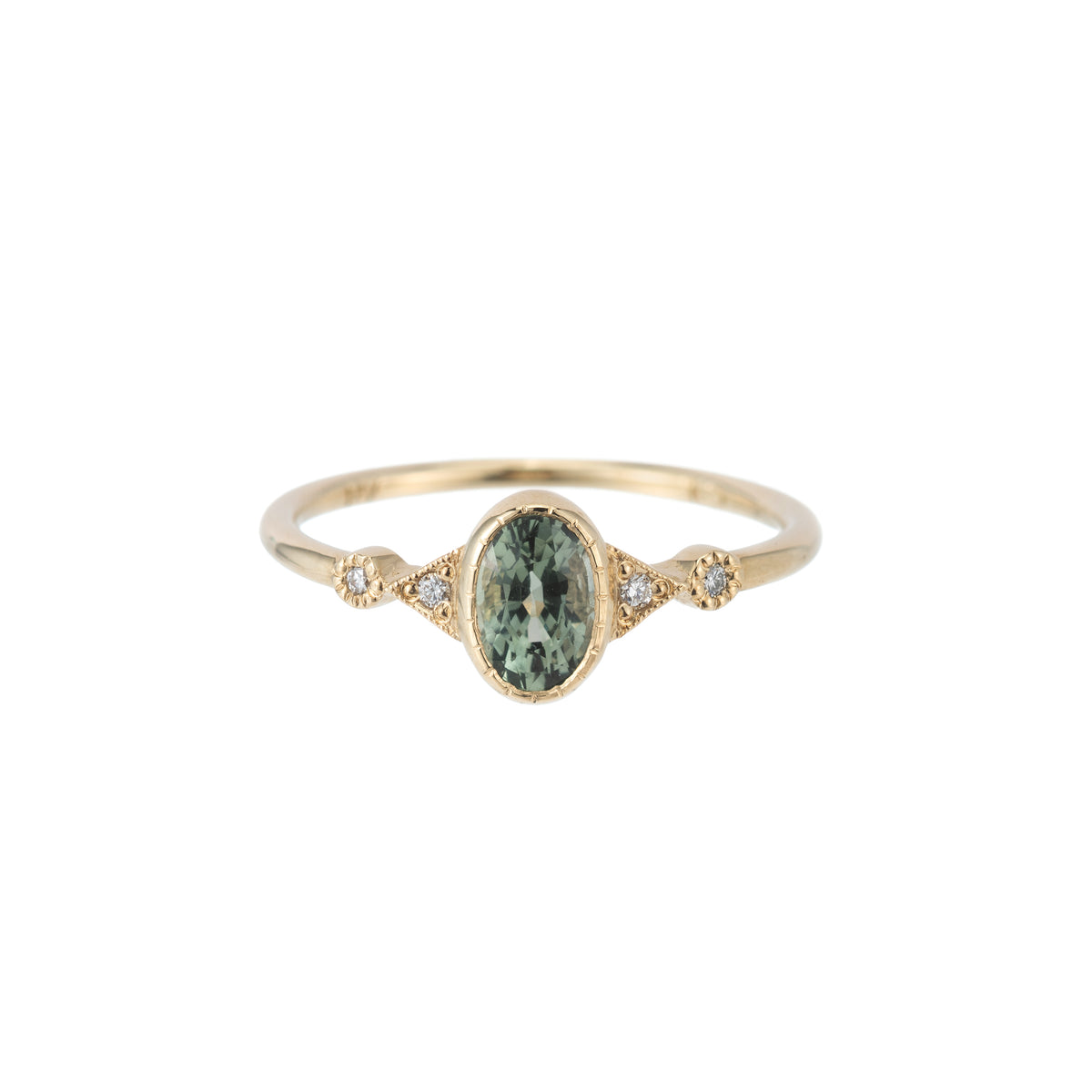Art Deco Duo Oval Green Sapphire Ring
